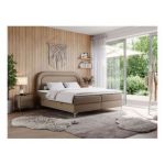 Łóżko kontynentalne EIRA 180x200 - H4 - brązowy, ekoskóra