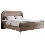 Łóżko kontynentalne EIRA 180x200 - H4 - brązowy, ekoskóra