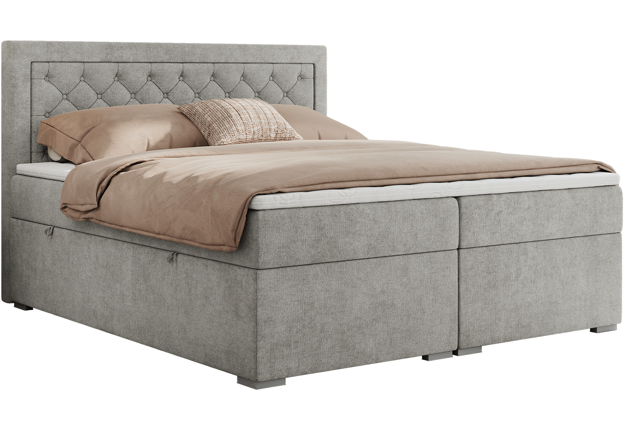 Łóżko kontynentalne JASIR 120x200 - H3 - jasnoszary, struktura