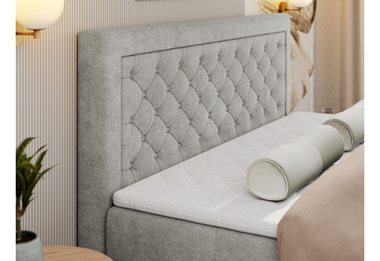 Łóżko kontynentalne JASIR 140x200 - H3 - jasnoszary, struktura