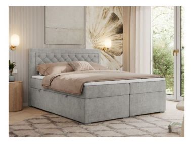 Łóżko kontynentalne JASIR 160x200 - H3 - jasnoszary, struktura