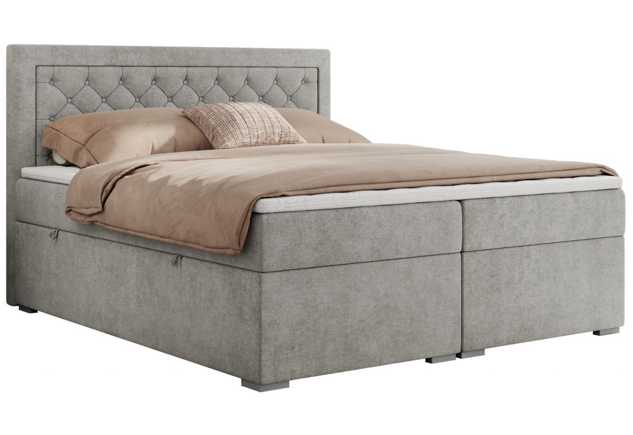 Łóżko kontynentalne JASIR 160x200 - H3 - jasnoszary, struktura