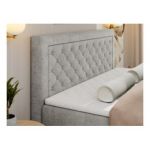 Łóżko kontynentalne JASIR 200x200 - H3 - jasnoszary, struktura