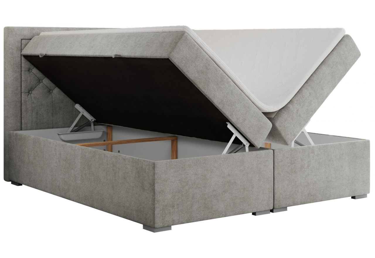 Łóżko kontynentalne JASIR 140x200 - H4 - jasnoszary, struktura