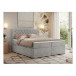 Łóżko kontynentalne JASIR 200x200 - H4 - jasnoszary, struktura