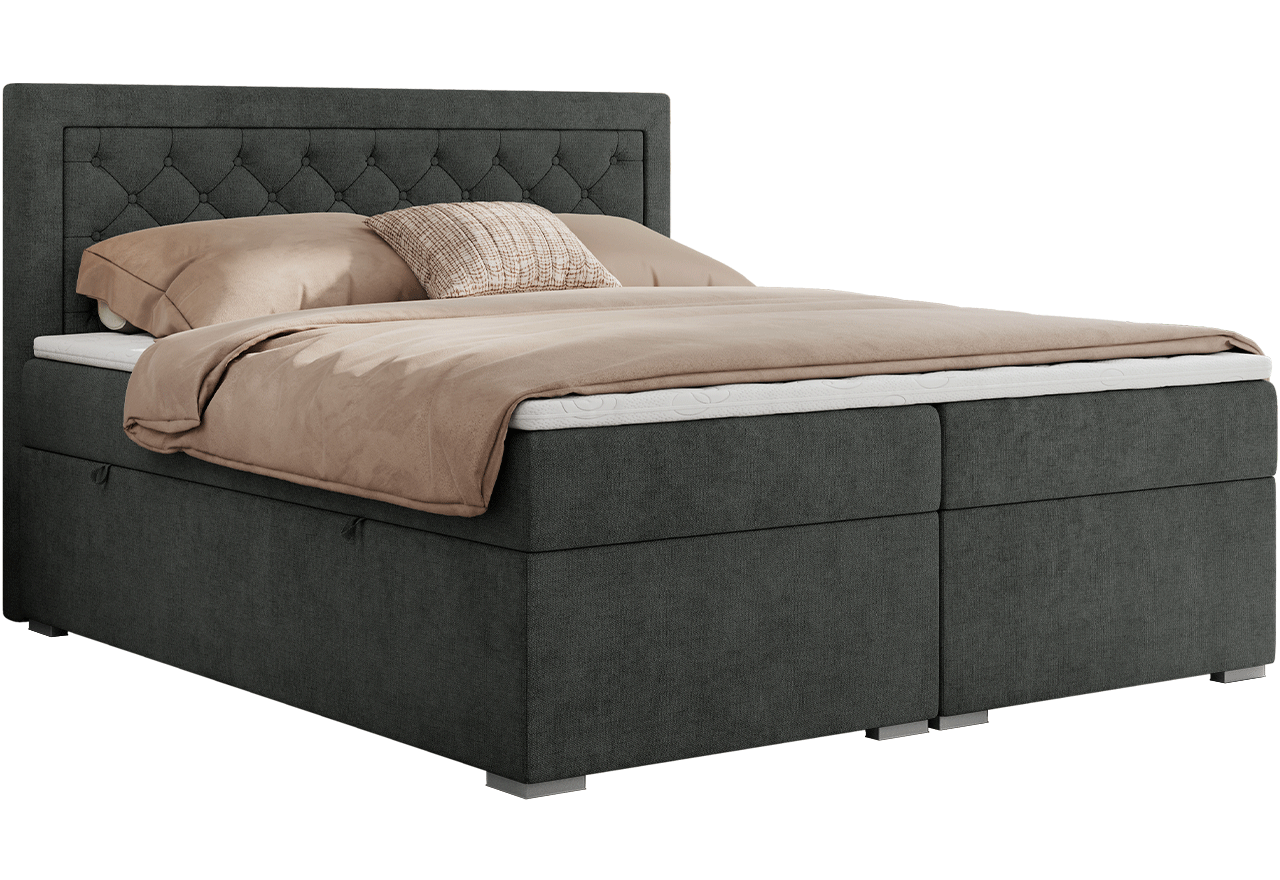 Łóżko kontynentalne JASIR 120x200 - H3 - ciemnoszary, struktura