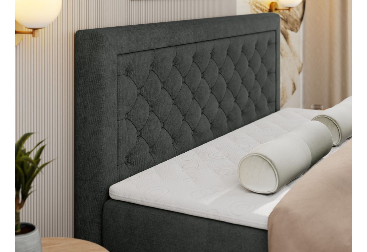 Łóżko kontynentalne JASIR 140x200 - H4 - ciemnoszary, struktura