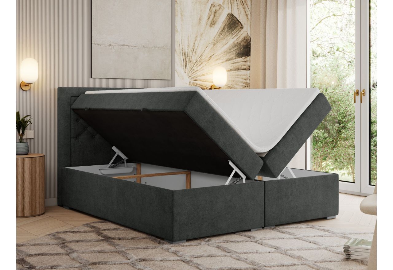 Łóżko kontynentalne JASIR 180x200 - H4 - ciemnoszary, struktura