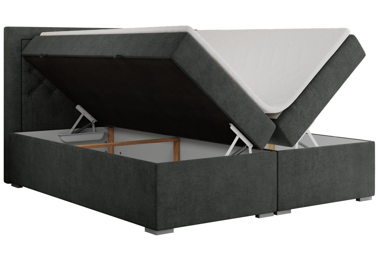 Łóżko kontynentalne JASIR 180x200 - H4 - ciemnoszary, struktura