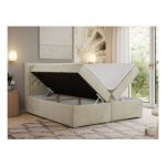 Łóżko kontynentalne JASIR 140x200 - H3 - beżowy, welwet