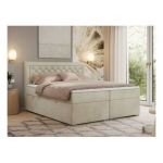 Łóżko kontynentalne JASIR 160x200 - H3 - beżowy, welwet