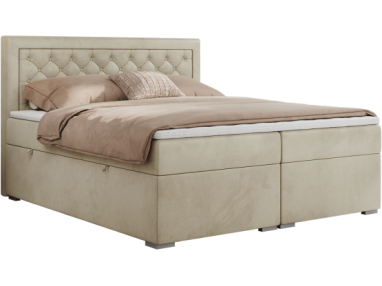 Łóżko kontynentalne JASIR 120x200 - H4 - beżowy, welwet