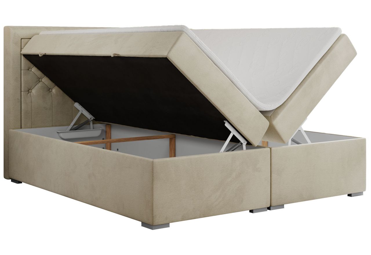 Łóżko kontynentalne JASIR 120x200 - H4 - beżowy, welwet