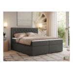 Łóżko kontynentalne JASIR 140x200 - H3 - ciemnoszary, ekoskóra