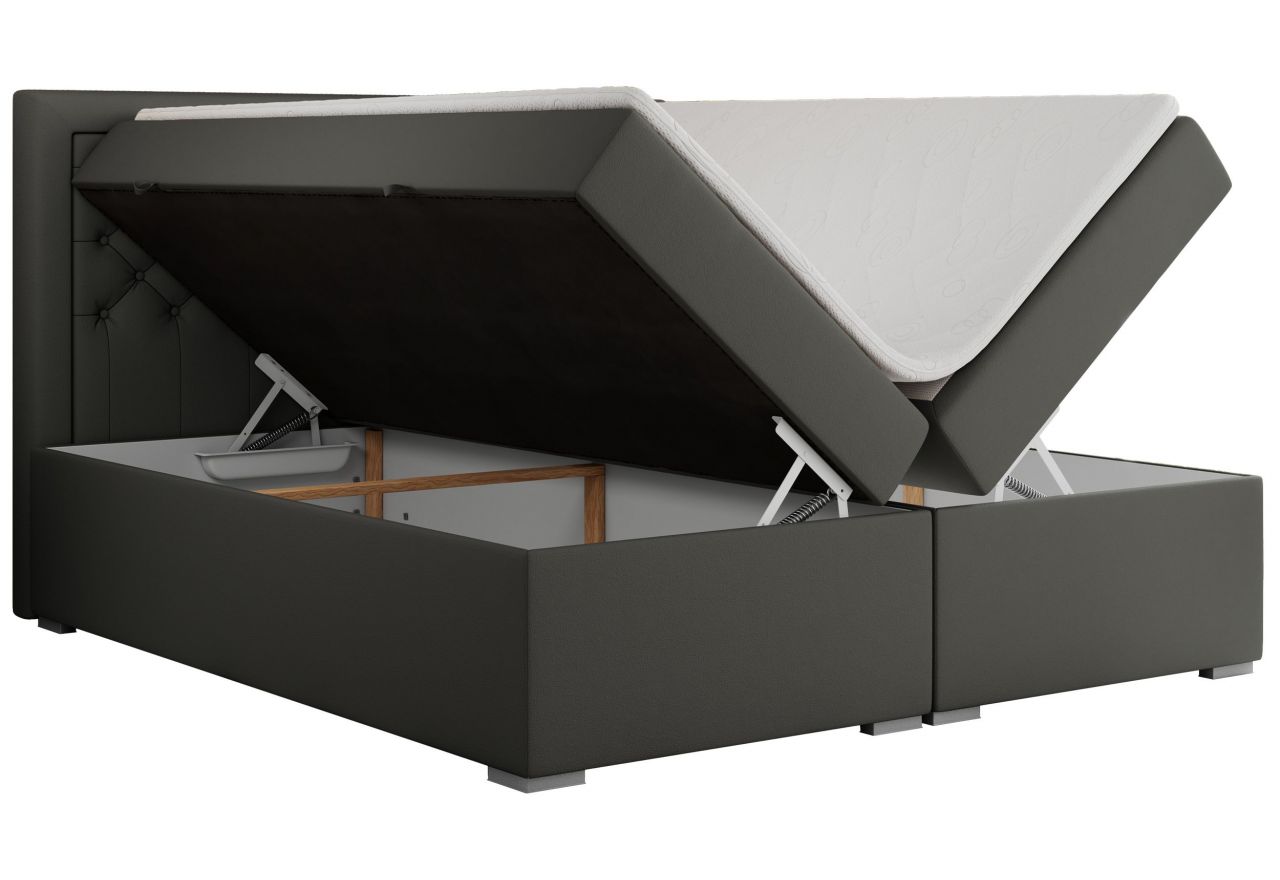 Łóżko kontynentalne JASIR 140x200 - H3 - ciemnoszary, ekoskóra