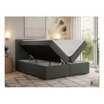 Łóżko kontynentalne JASIR 180x200 - H3 - ciemnoszary, ekoskóra