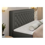 Łóżko kontynentalne JASIR 200x200 - H3 - ciemnoszary, ekoskóra