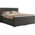 Łóżko kontynentalne JASIR 160x200 - H4 - ciemnoszary, ekoskóra