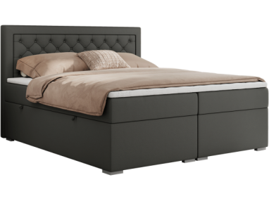 Łóżko kontynentalne JASIR 200x200 - H4 - ciemnoszary, ekoskóra