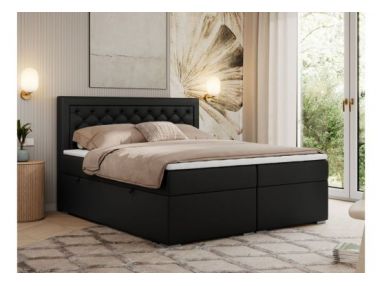 Łóżko kontynentalne JASIR 120x200 - H3 - czarny, ekoskóra