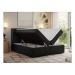 Łóżko kontynentalne JASIR 180x200 - H3 - czarny, ekoskóra