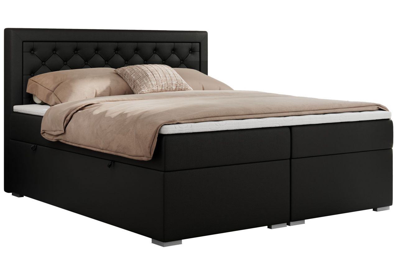 Łóżko kontynentalne JASIR 120x200 - H4 - czarny, ekoskóra