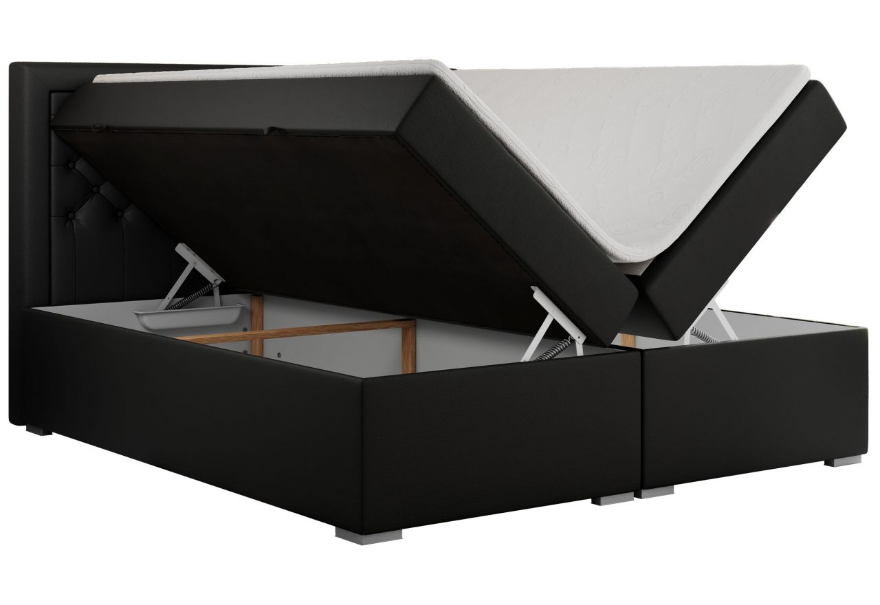 Łóżko kontynentalne JASIR 160x200 - H4 - czarny, ekoskóra