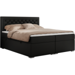 Łóżko kontynentalne JASIR 180x200 - H4 - czarny, ekoskóra