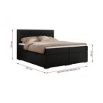 Łóżko kontynentalne JASIR 180x200 - H4 - czarny, ekoskóra