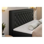 Łóżko kontynentalne JASIR 200x200 - H4 - czarny, ekoskóra
