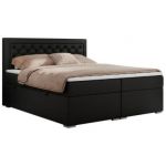 Łóżko kontynentalne JASIR 200x200 - H4 - czarny, ekoskóra