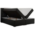 Łóżko kontynentalne JASIR 200x200 - H4 - czarny, ekoskóra
