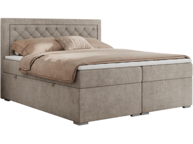 Łóżko kontynentalne JASIR 200x200 - H3 - beżowy, struktura