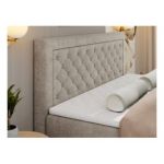 Łóżko kontynentalne JASIR 120x200 - H4 - beżowy, struktura