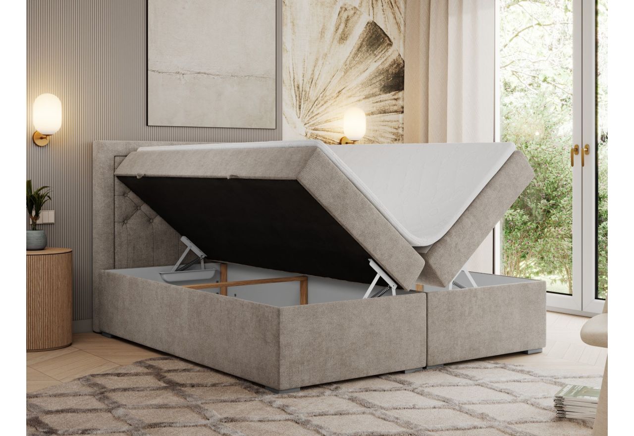 Łóżko kontynentalne JASIR 120x200 - H4 - beżowy, struktura