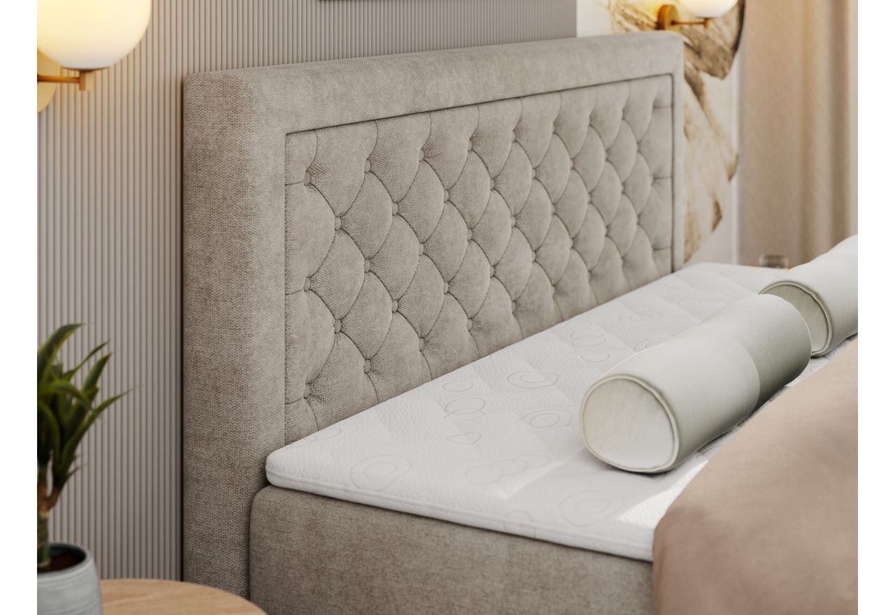 Łóżko kontynentalne JASIR 200x200 - H4 - beżowy, struktura