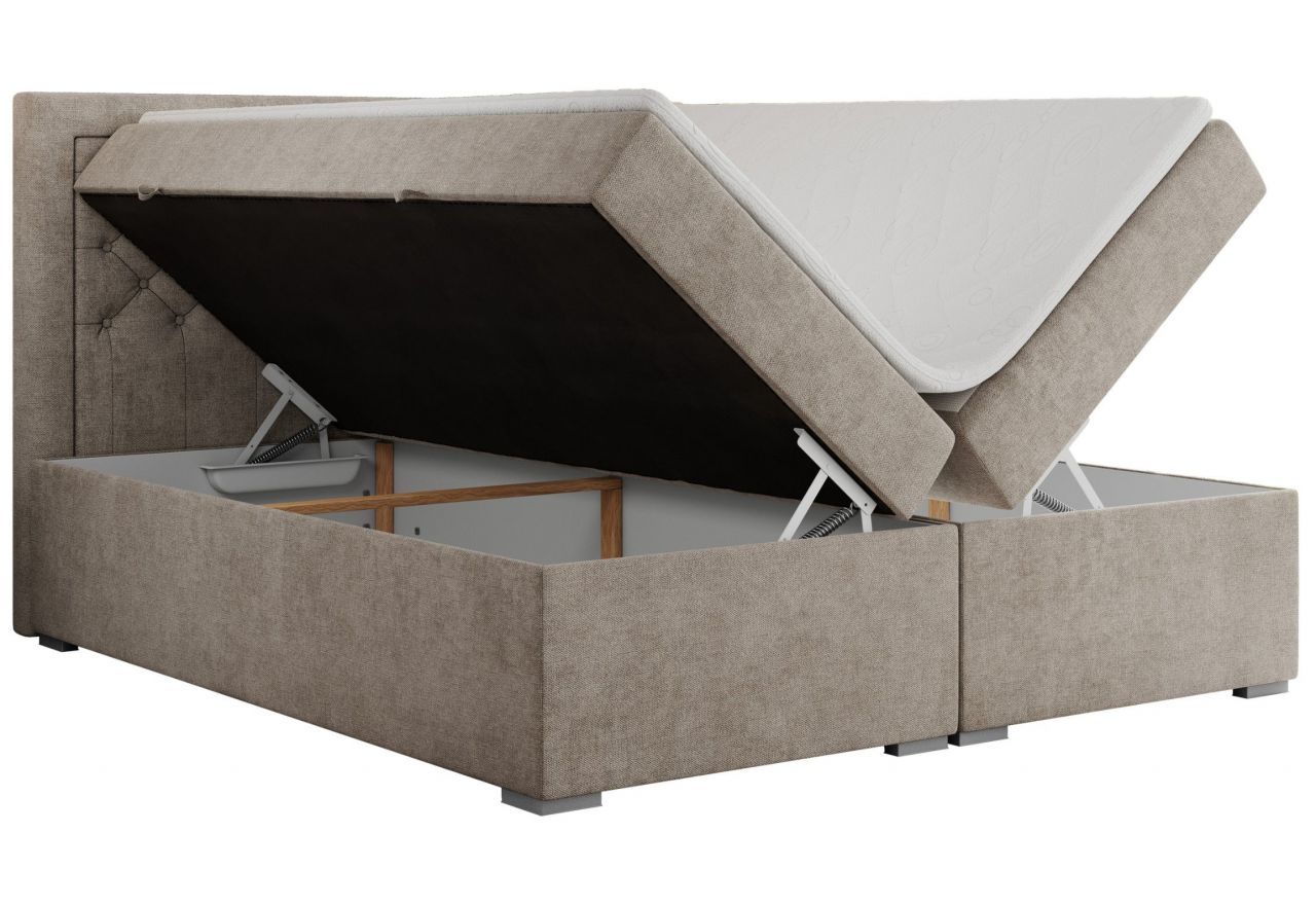 Łóżko kontynentalne JASIR 200x200 - H4 - beżowy, struktura