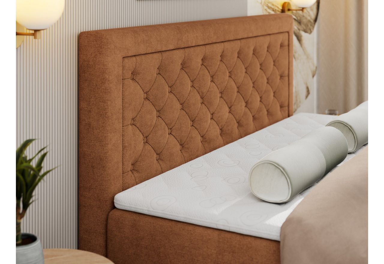 Łóżko kontynentalne JASIR 140x200 - H3 - pomarańczowy, struktura