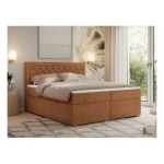 Łóżko kontynentalne JASIR 180x200 - H3 - pomarańczowy, struktura