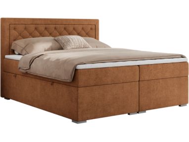 Łóżko kontynentalne JASIR 180x200 - H3 - pomarańczowy, struktura