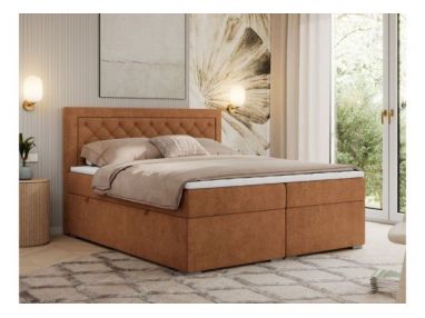 Łóżko kontynentalne JASIR 120x200 - H4 - pomarańczowy, struktura