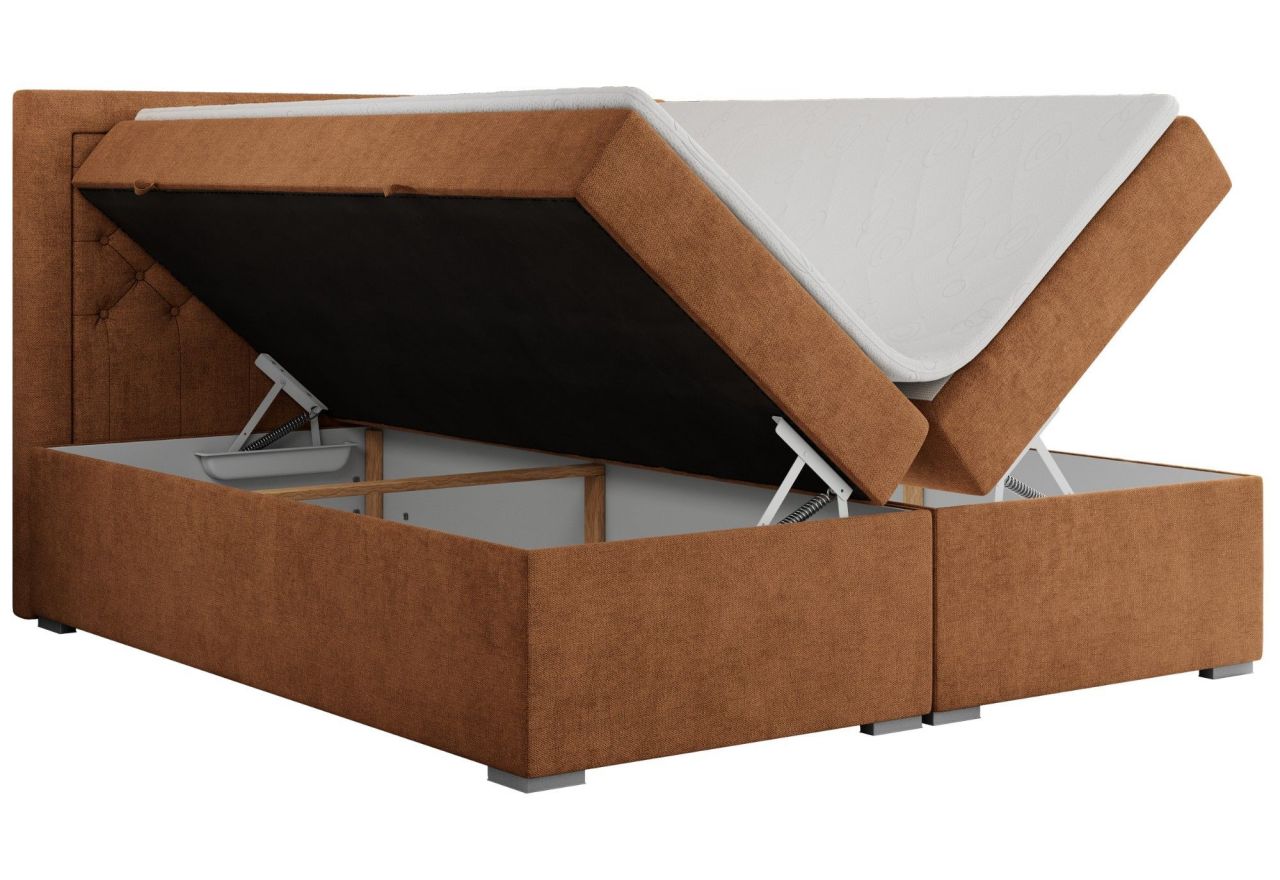 Łóżko kontynentalne JASIR 120x200 - H4 - pomarańczowy, struktura