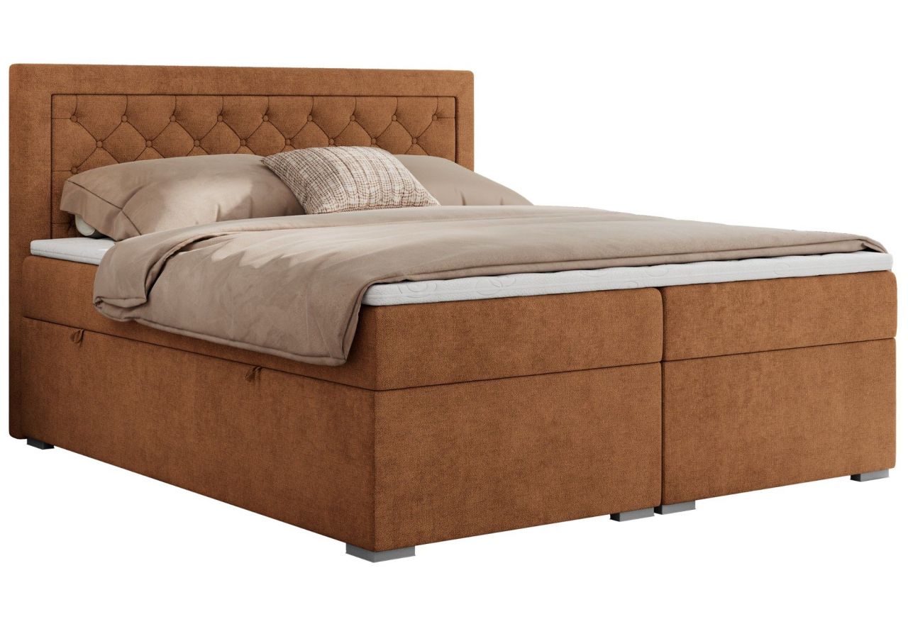 Łóżko kontynentalne JASIR 200x200 - H4 - pomarańczowy, struktura