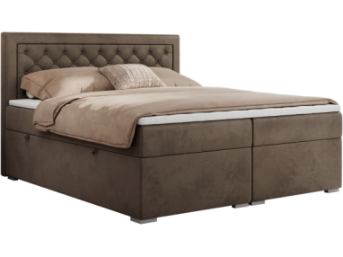 Łóżko kontynentalne JASIR 140x200 - H3 - brązowy, welwet