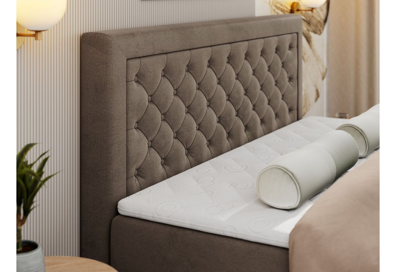 Łóżko kontynentalne JASIR 140x200 - H3 - brązowy, welwet