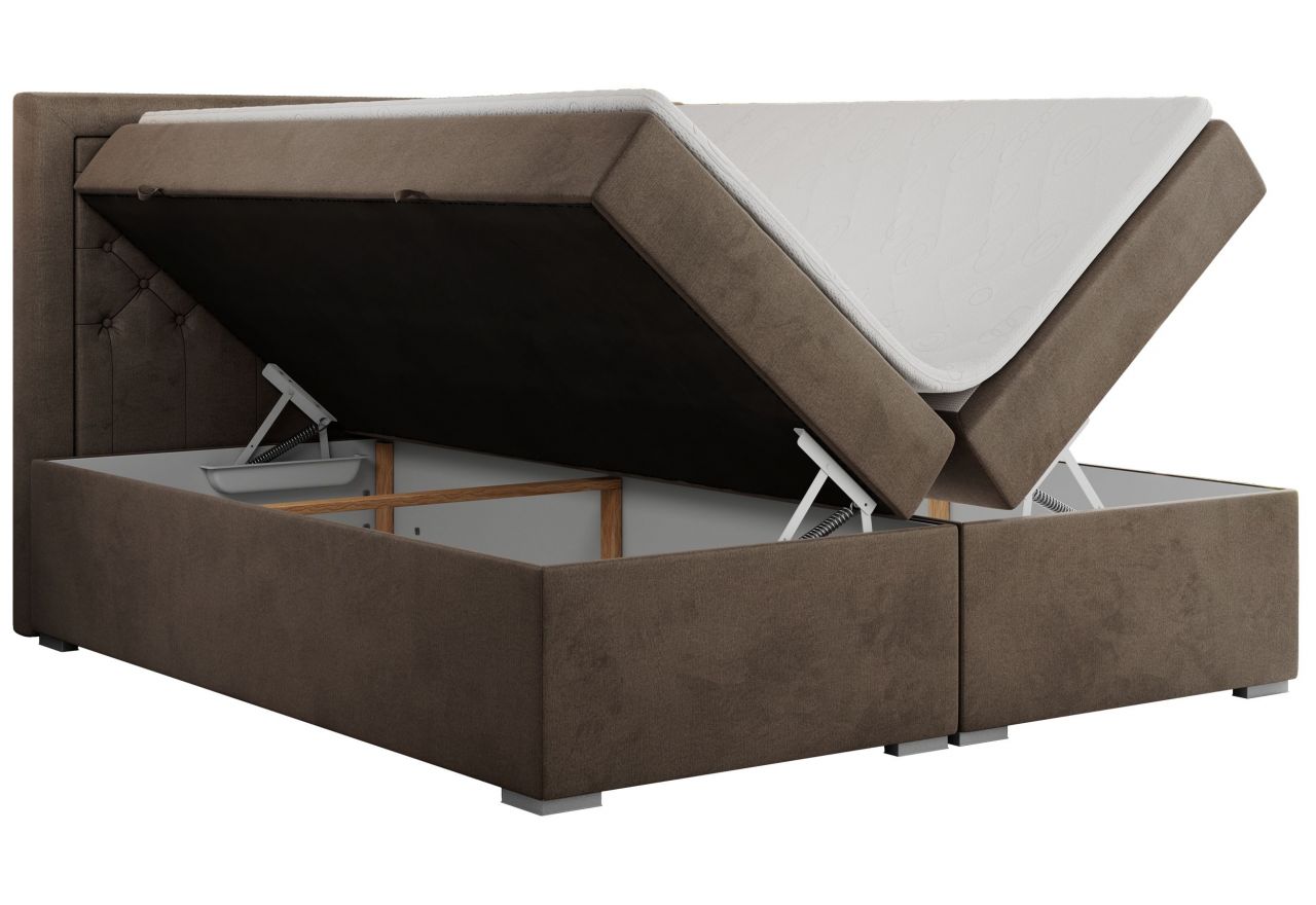 Łóżko kontynentalne JASIR 160x200 - H4 - brązowy, welwet