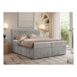 Łóżko kontynentalne JASIR 120x200 - H3 - jasnoszary, welwet