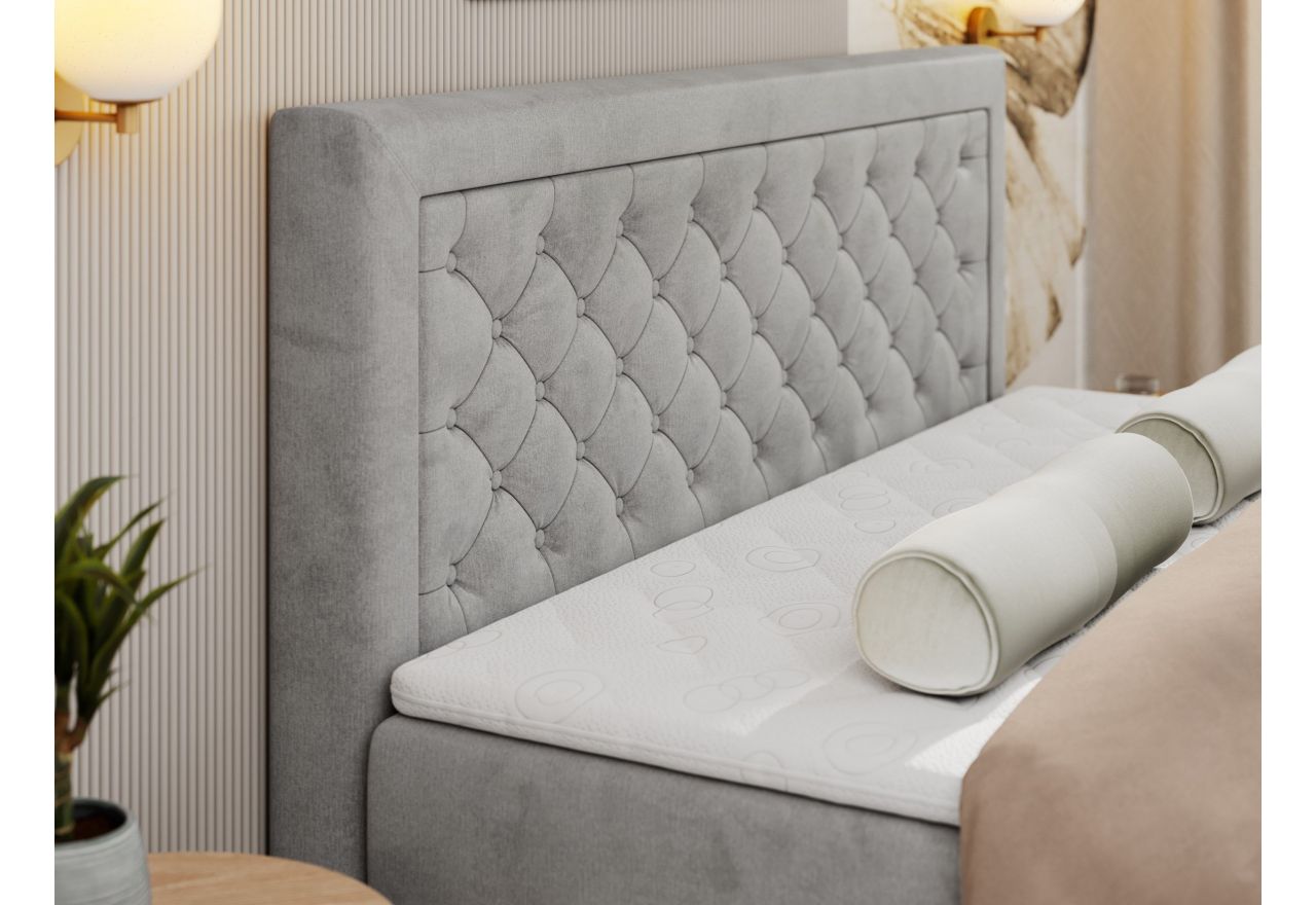 Łóżko kontynentalne JASIR 120x200 - H4 - jasnoszary, welwet