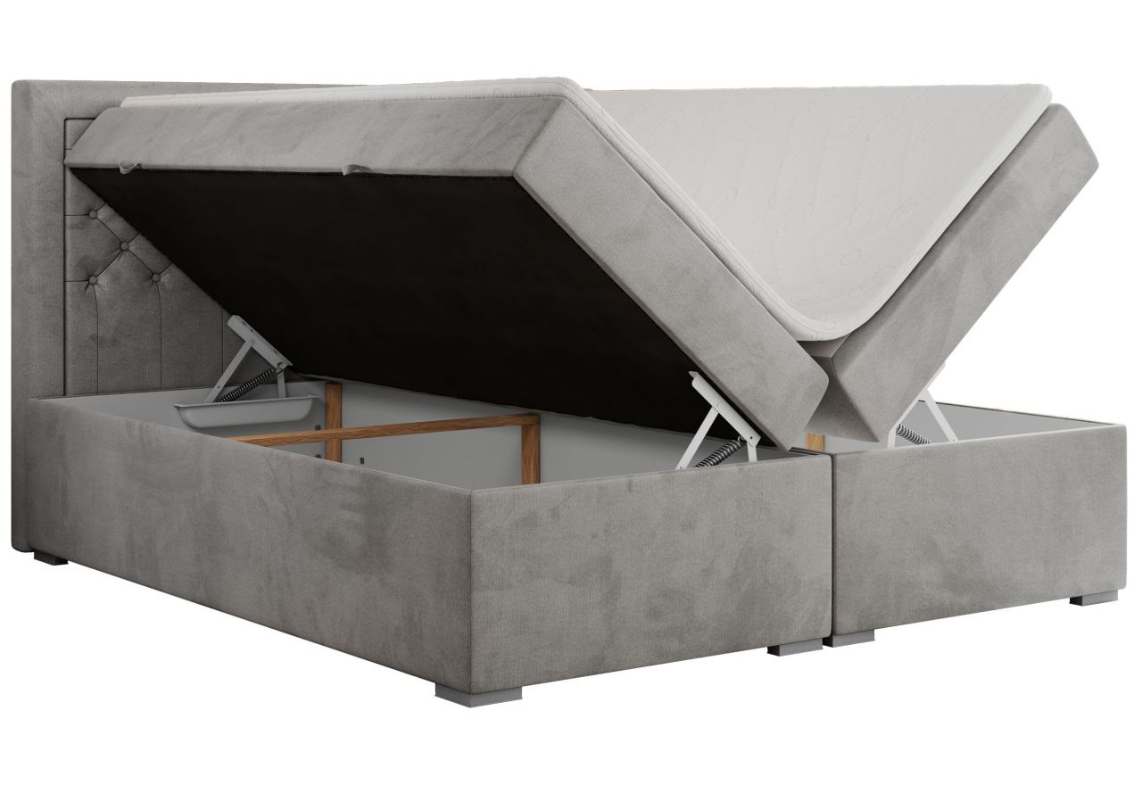 Łóżko kontynentalne JASIR 120x200 - H4 - jasnoszary, welwet