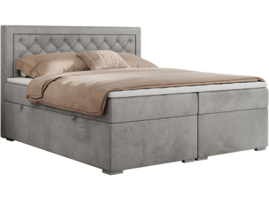 Łóżko kontynentalne JASIR 140x200 - H4 - jasnoszary, welwet